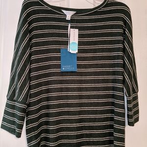 Market and Spruce green striped shirt